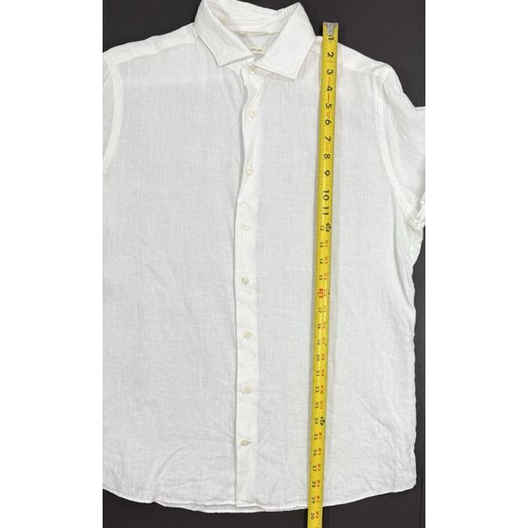 SuitSupply Mens Shirt Pure Linen Leggiuno Sz 16/16.5 41/42 Slim Fit Long Sleeve - Picture 12 of 12